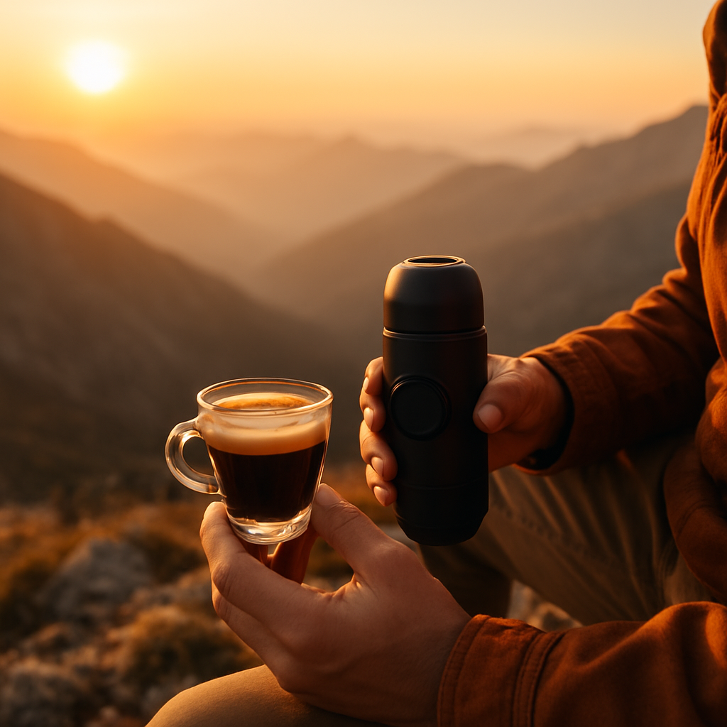 Espresso at a mountain overlook